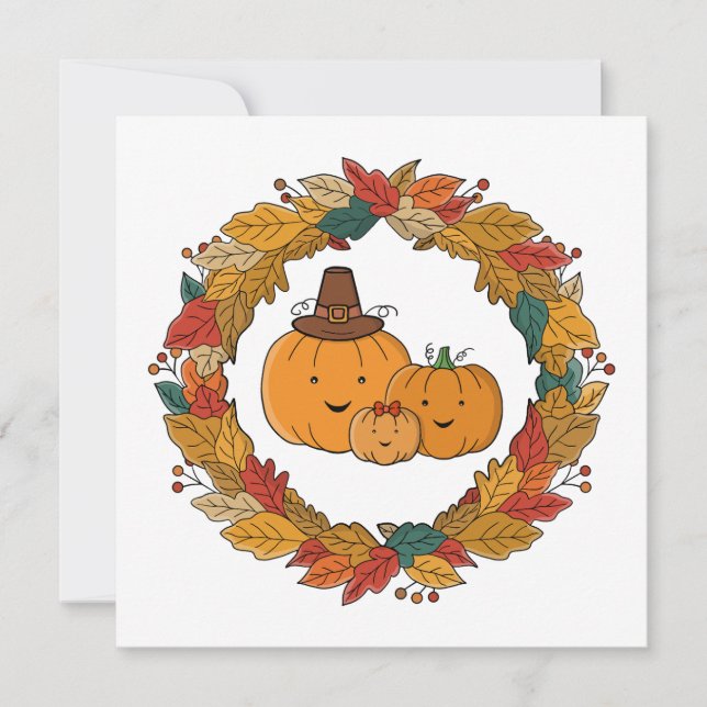 Couronne de famille de citrouilles d'automne (Devant)