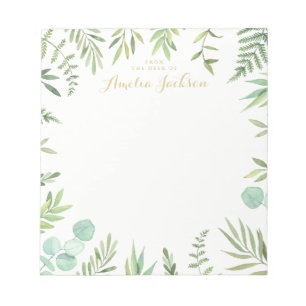 Couronne de feuilles vertes bloc-notes personnalis