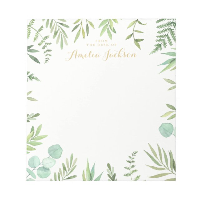 Couronne de feuilles vertes bloc-notes personnalis (Devant)
