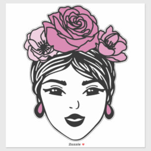 Couronne de fleurs Bun désordonné Autocollant – Ch