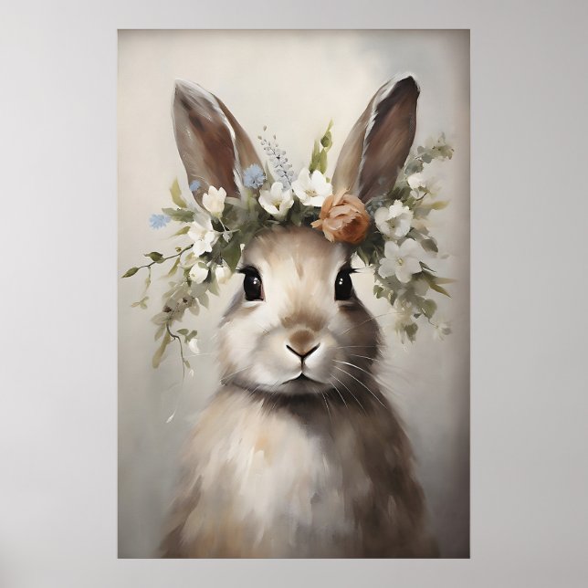 Couronne de fleurs de lapin, impression vintage Co (Devant)