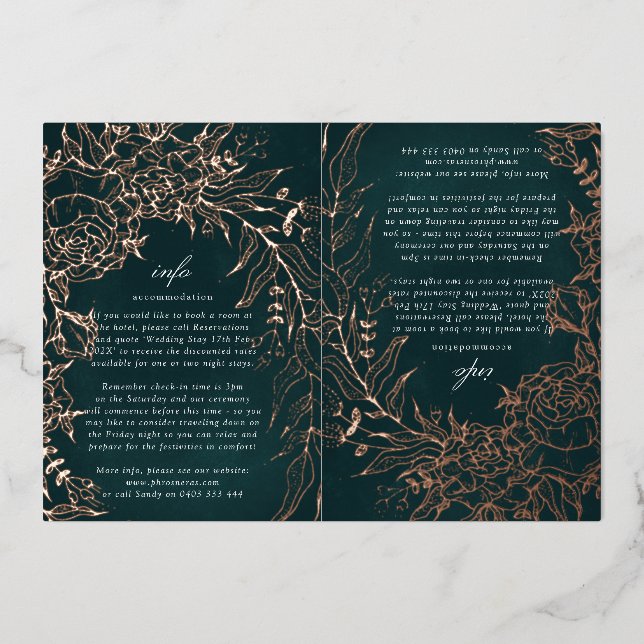 Couronne de fleurs en or rose Émeraude DEUX Carte  (Recto)