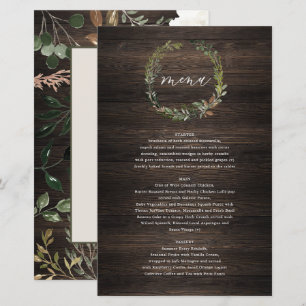 Couronne de fleurs mariage menu aquarelle verte