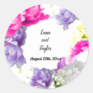 Couronne de fleurs mixtes Autocollant de mariage