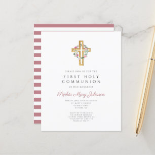Couronne de fleurs rose budget croix de première c