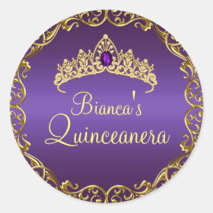 Couronne de gemmes dorées et violettes Autocollant