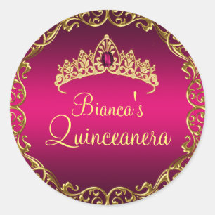 Couronne de gemmes or et rose Autocollant Quincean