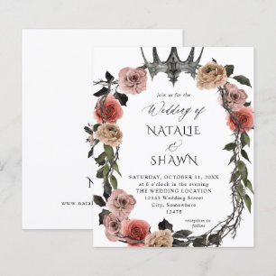 Couronne de Halloween rose et noire florale Budget