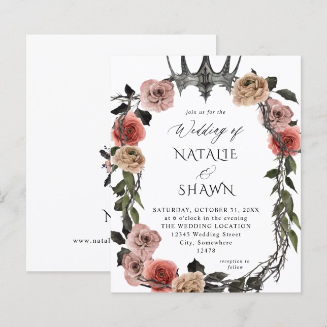 Couronne de Halloween rose et noire florale Budget (Devant / Derrière)