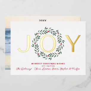 Couronne de JOY pour les Fêtes Carte en feuille