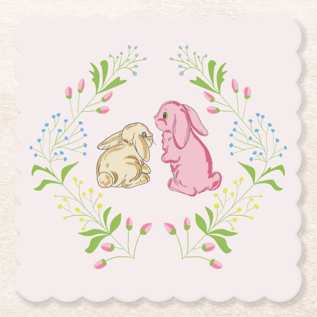 Couronne de lapin rose sous-verre de Pâques (Devant)