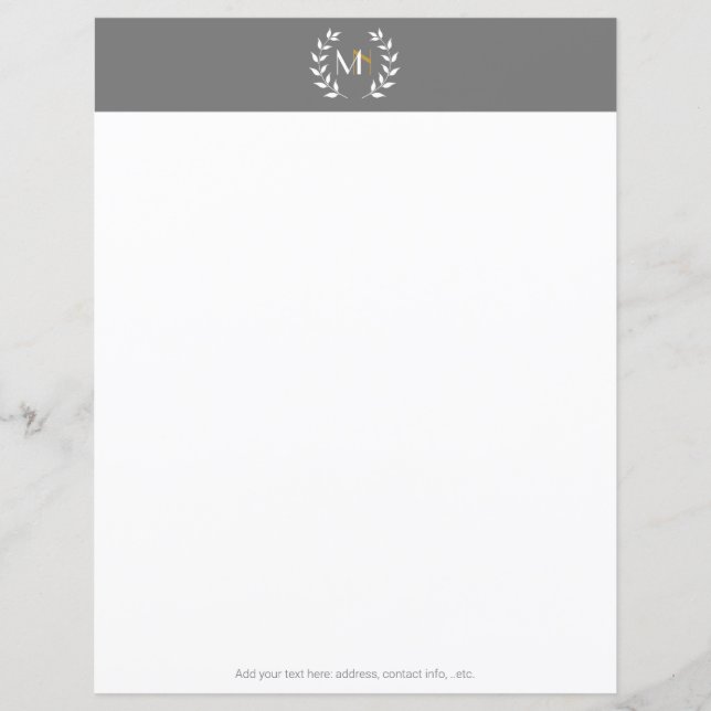 Couronne de laurier à monogramme Papier Gris (Devant)