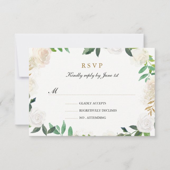 Couronne de mariage à l'aquarelle Or Rosé RSVP (Devant)