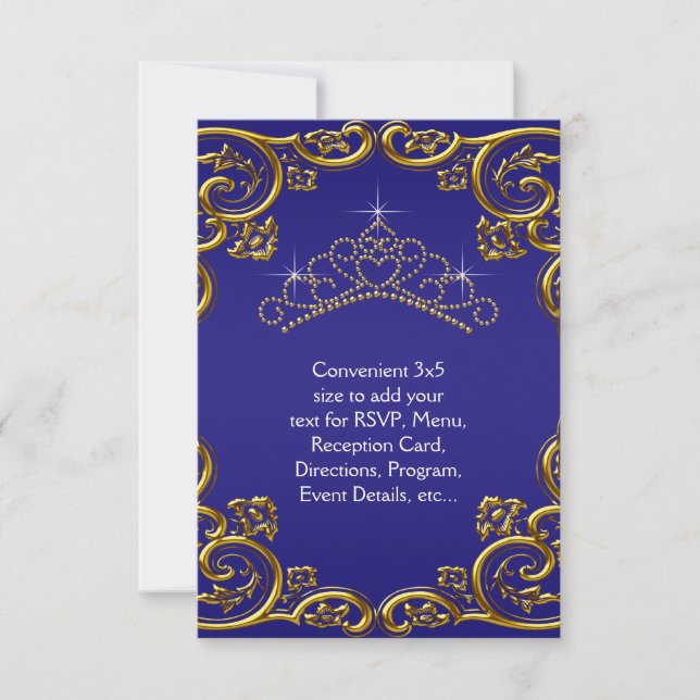 Couronne de mariage bleu marine or RSVP tout usage (Devant)