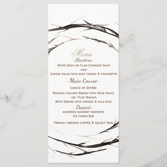 Couronne de mariage Menu Bâtons rustiques Branches (Devant)