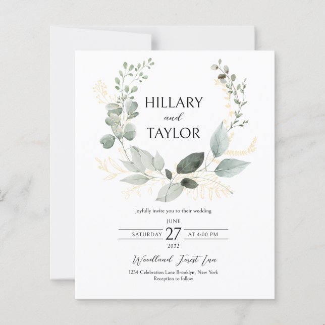Couronne de mariage végétale eucalyptus BUDGET (Devant)