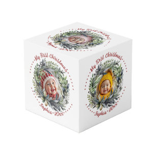 Couronne de Noël avec cube photo verdoyant