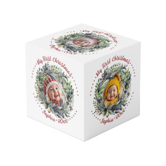 Couronne de Noël avec cube photo verdoyant