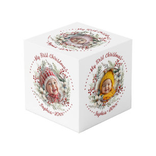 Couronne de Noël avec fleurs baies cube photo