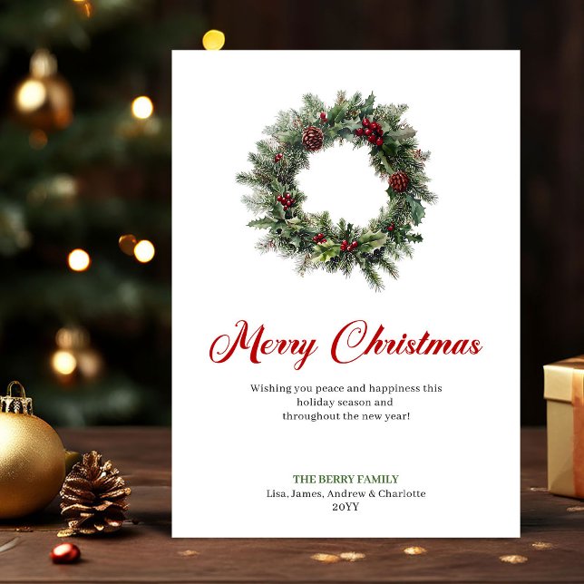 Couronne de Noël classique avec carte de vœux au h (Classic Christmas Wreath with Holly Greeting Card)