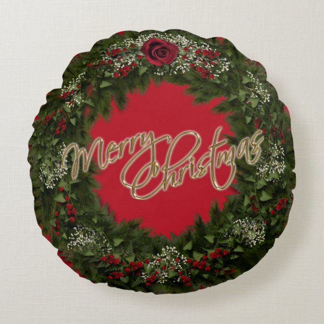 Couronne de Noël Coussin Rond (Devant)
