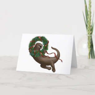 Couronne de Noël de loutre Carte de vacances de No
