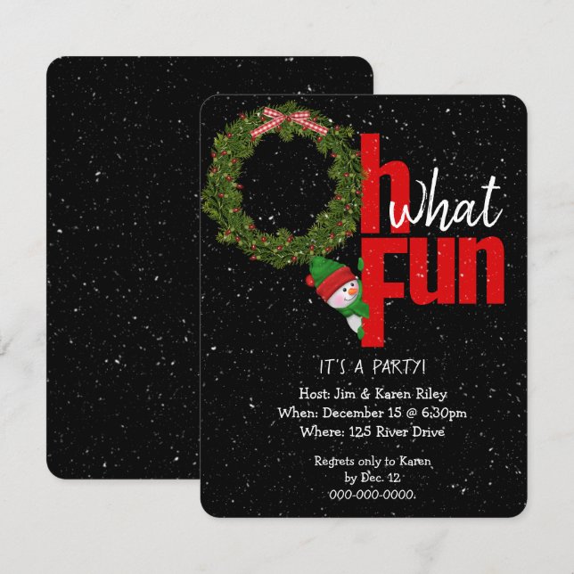 Couronne de Noël et invitation de fête de bonhomme (Devant / Derrière)