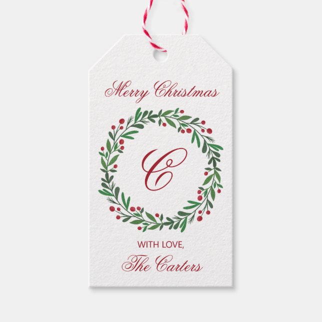 Couronne de Noël Étiquette Cadeau (Devant)