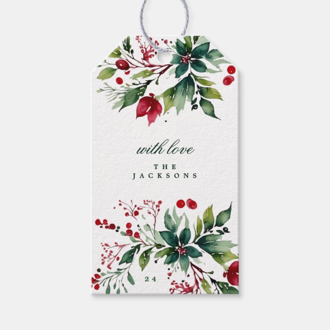 Couronne de Noël Étiquette de cadeau de fête Fêtes (Devant)