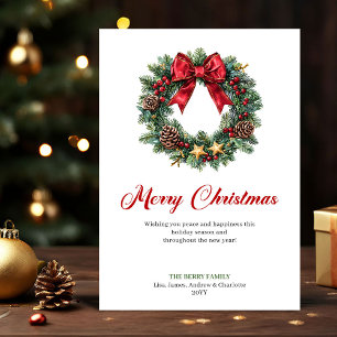 Couronne de Noël festive avec carte de baies rouge