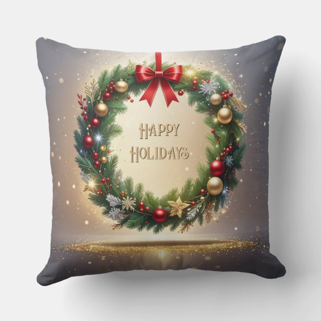 Couronne de Noël festive Coussin de jeté de Noël (Verso)