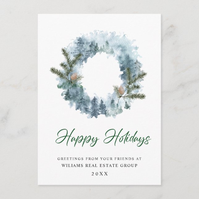 Couronne de Noël festive en houx Carte de vœux d'e (Devant)