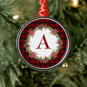 Couronne de Noël monogramme ornement métallique mo