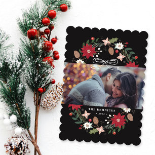 Couronne de Noël noire Carte de vœux florale de va