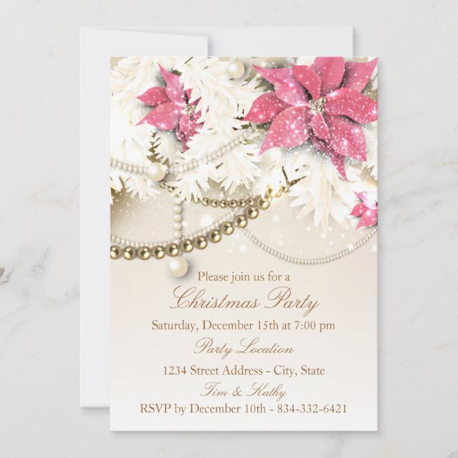 Couronne de Noël rose | Invitation à une fête de v (Devant)