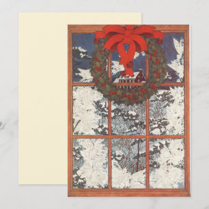 Couronne de Noël vintage dans une invitation de fe