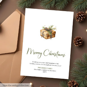 Couronne de pin aquarelle cosy pour carte de Noël