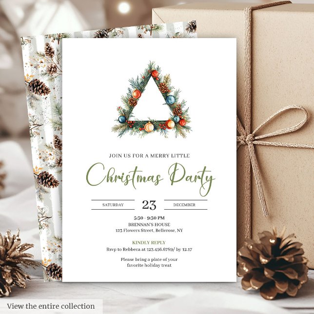 Couronne de pin bohème rustique Carte de dîner de  (Rustic Bohemian Pine Wreath Holiday Dinner Card)