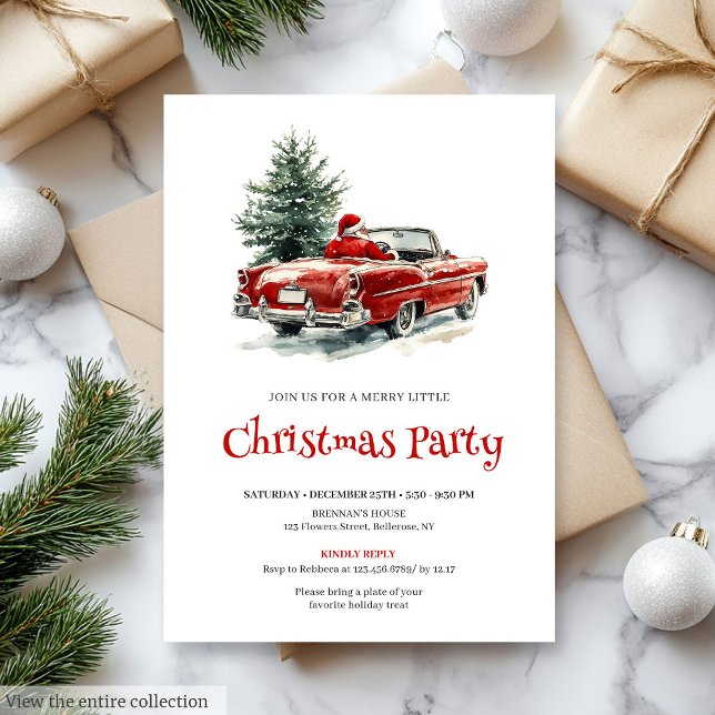Couronne de pin de style Santa pour invitation de  (Stylish Santa Pine Wreath Office Party Invitation

)