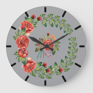 Couronne de Pivoines Rouges Horloge