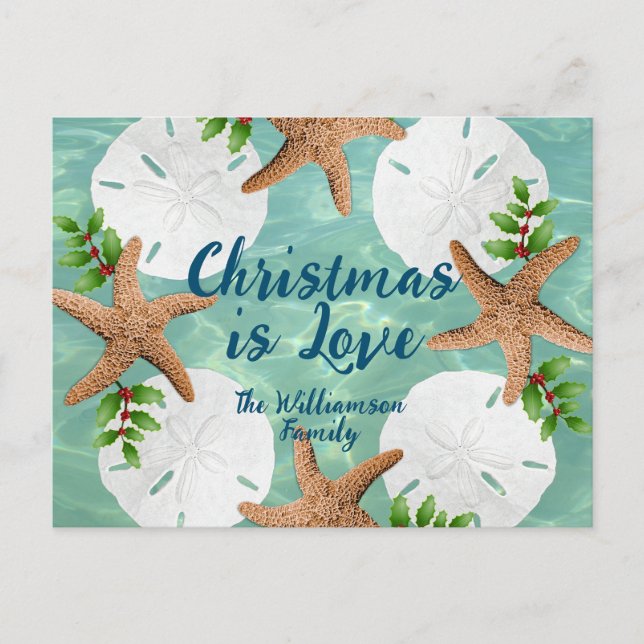 Couronne de plage de Noël Amour Vert mer Carte pos (Devant)