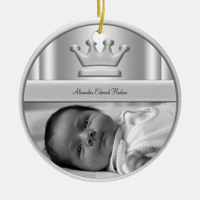 Couronne de prince argent bébé garçon ornement pho (Devant)