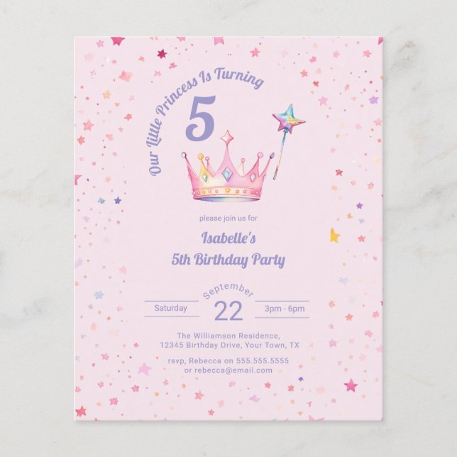 Couronne de princesse de budget rose pour petite f (Devant)
