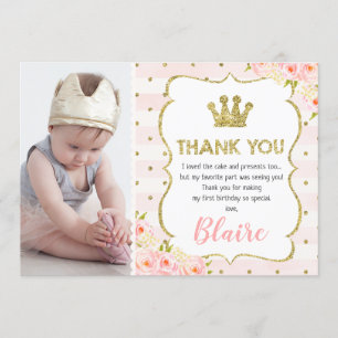 Couronne de princesse pour fille carte de remercie