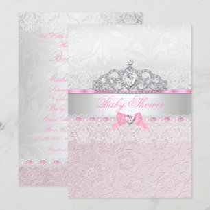 Couronne de princesse rose Invitation bébé en dent