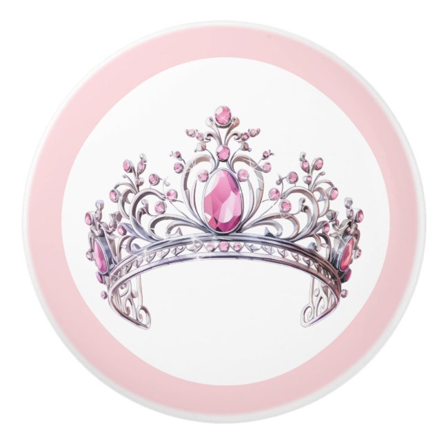 Couronne de Princesse Rose Poignée Céramique Fémin (Devant)