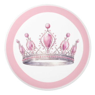 Couronne de Princesse Rose Poignée Céramique Fémin