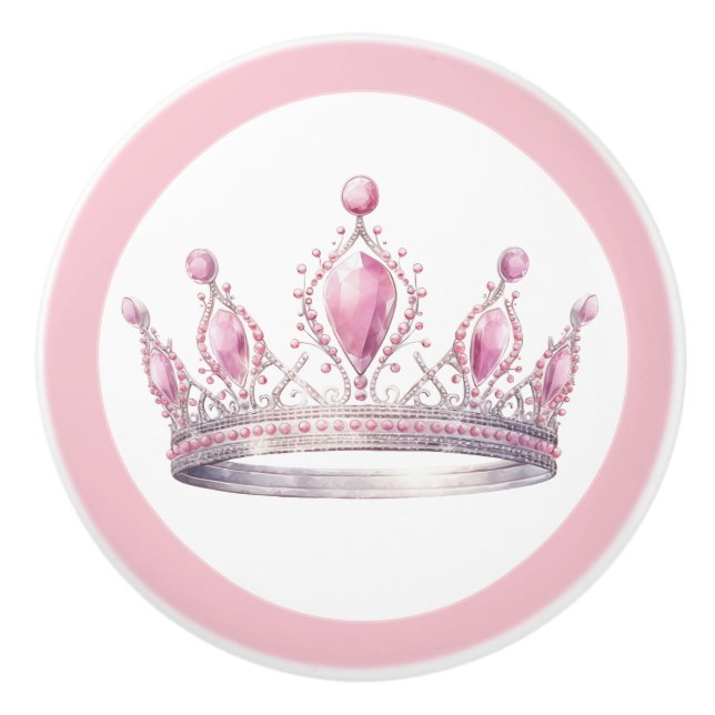 Couronne de Princesse Rose Poignée Céramique Fémin (Devant)