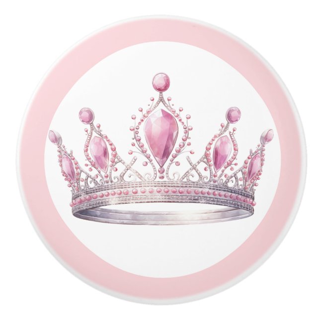 Couronne de Princesse Rose Poignée Céramique Fémin (Devant)