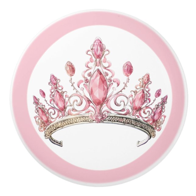 Couronne de Princesse Rose Poignée Céramique Fémin (Devant)